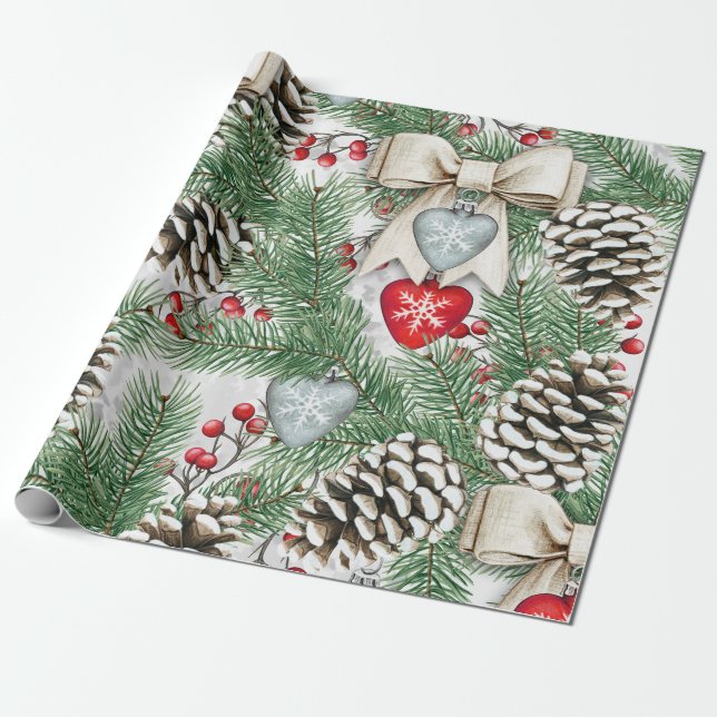 "God jul med Willow Seeds and Hearts" Presentpapper (Utrullad)