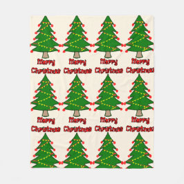 God jul meddelande med Julgran Fleecefilt