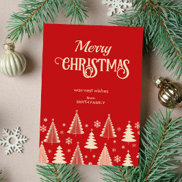 God jul medelårshundsröd beige träd julkort
