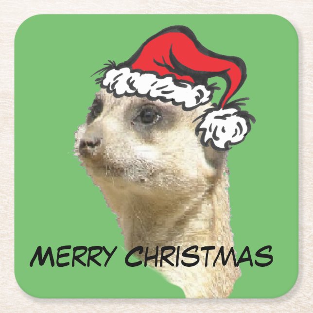 God jul Meerkat Santa Underläggs Underlägg Papper Kvadrat (Framsidan)