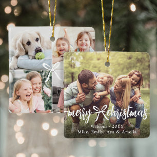 God jul-menyfliksområdet och foto med modern foto julgransprydnad keramik