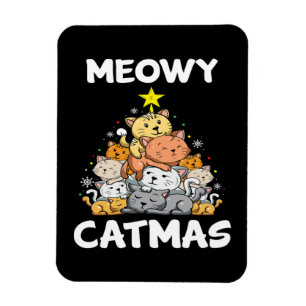 God jul Meowy Catmas Cat Lover Funny Julafton Gift Magnet