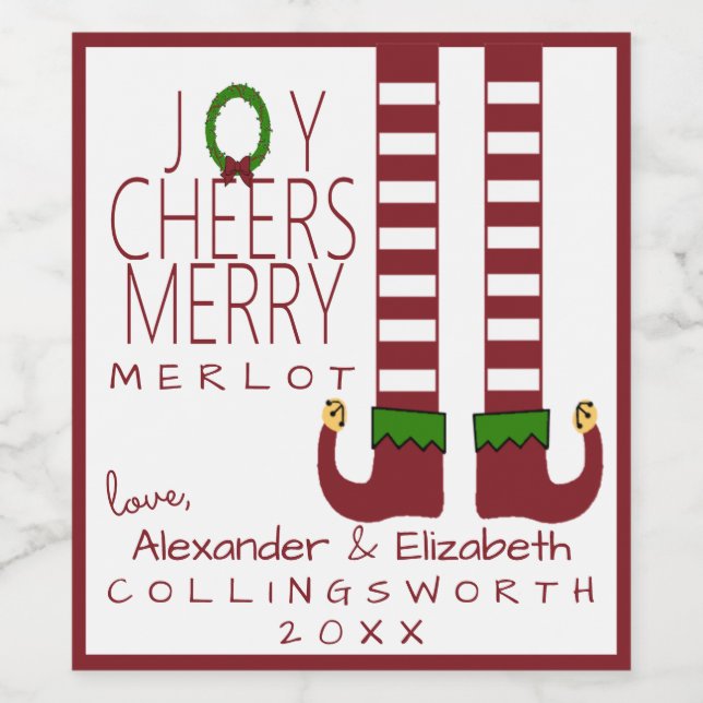 God jul Merlot Vin-etikett Personalize Vinflaska Etikett (Singel etikett)