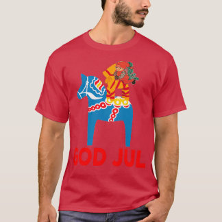 God Jul Merry Christmas Dala Horse Tomte Julbock S T Shirt