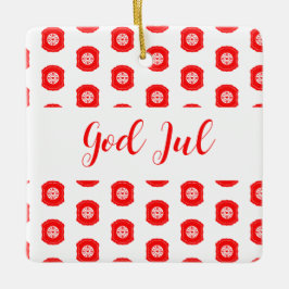 God Jul Merry Christmas Skandinaviskt mönster gåva Julgransprydnad Keramik