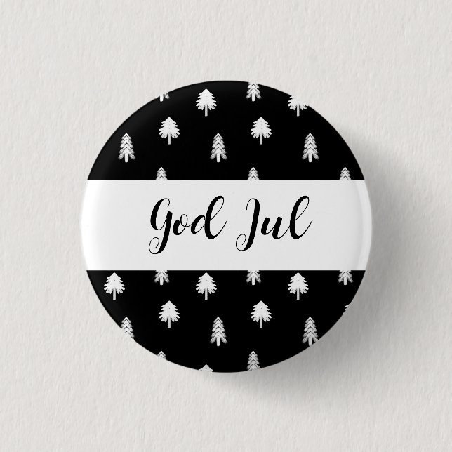 God Jul Merry Christmas Skandinaviskt mönster gåva Knapp (Framsida)