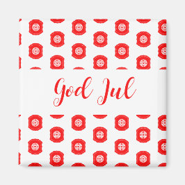 God Jul Merry Christmas Skandinaviskt mönster gåva Magnet