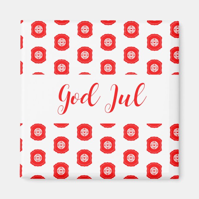 God Jul Merry Christmas Skandinaviskt mönster gåva Magnet (Framsidan)