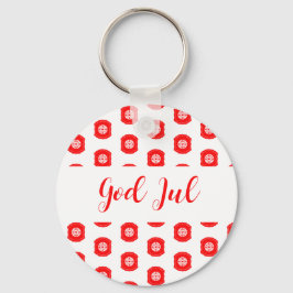 God Jul Merry Christmas Skandinaviskt mönster gåva Nyckelring
