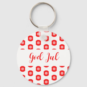 God Jul Merry Christmas Skandinaviskt mönster gåva Nyckelring