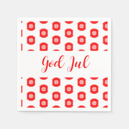 God Jul Merry Christmas Skandinaviskt mönster gåva Pappersservett