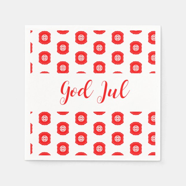 God Jul Merry Christmas Skandinaviskt mönster gåva Pappersservett (Framsidan)
