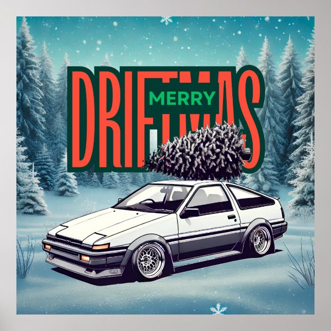 (God jul) Merry Driftmas - Hachiroku Poster (Framsidan)