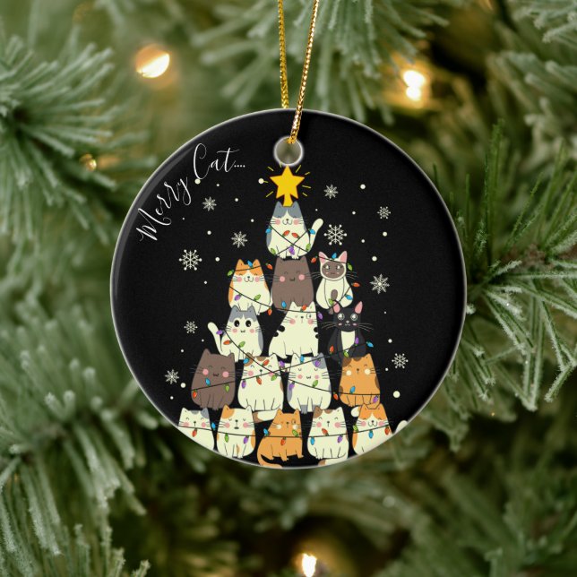 God Jul Merry Katt-Mas Kattträd Julgransprydnad Keramik (Träd)
