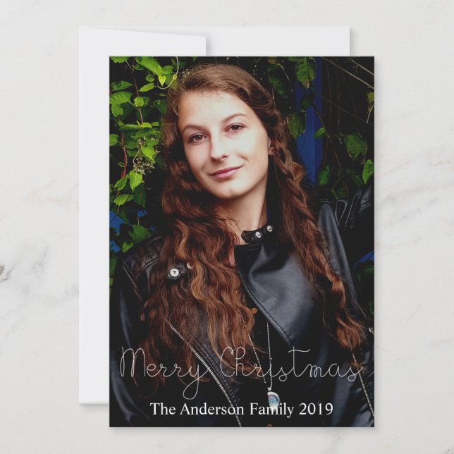 God jul Merry och Bright Add Your Photo Julkort (Framsida)