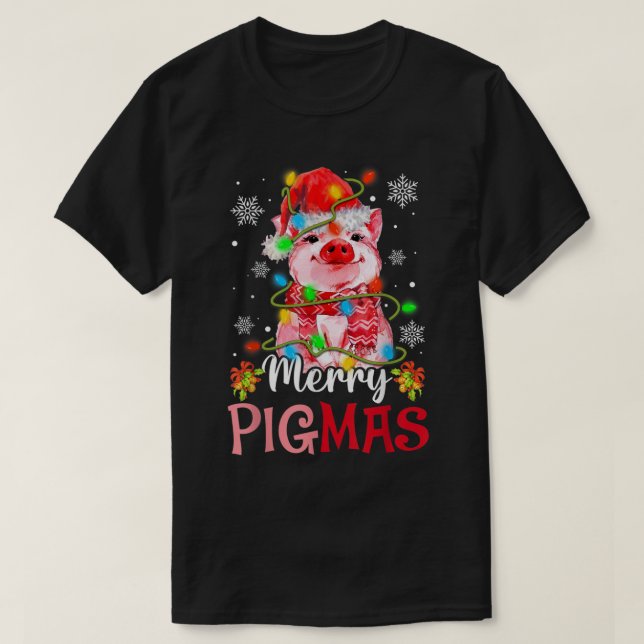 God jul Merry Pigmas Cute Gris Funny Julafton T Shirt (Design framsida)