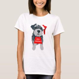 God jul Mini Schnauzer Hund Santa Hat T Shirt