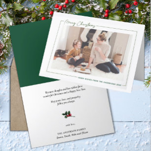 God jul-minimalister Elegant Skriptfoto Helgkort