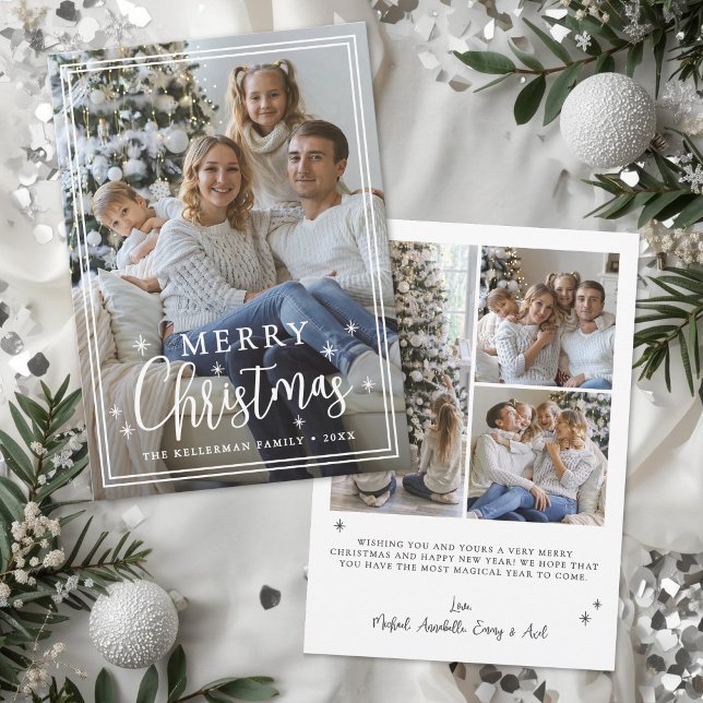 God Jul Minimalistisk Elegant Foto  Julkort (Merry Christmas Minimal Elegant Photo Holiday Card)