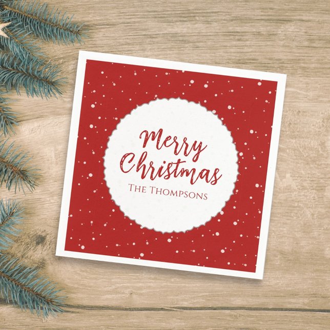 God jul minimalistisk enkel calligrafi röd pappersservett (Skapare uppladdad)