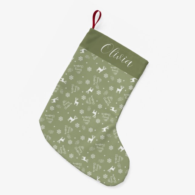 God Jul  Minimalistisk Grön Liten Julstrumpa (Framsidan (Hängande))