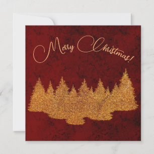 God Jul - minimalistisk - gyllene granar Inbjudningar