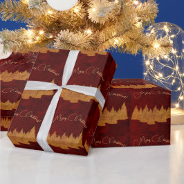God Jul - minimalistisk - gyllene granar Presentpapper
