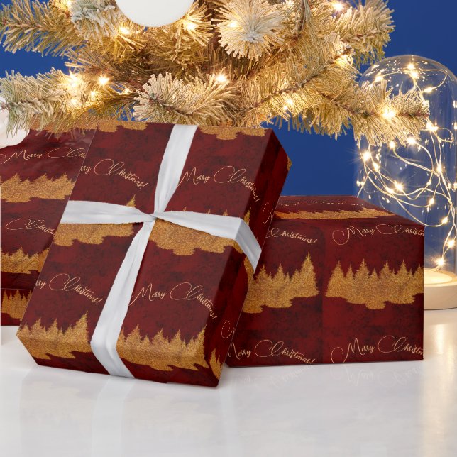 God Jul - minimalistisk - gyllene granar Presentpapper (Helgdagar)