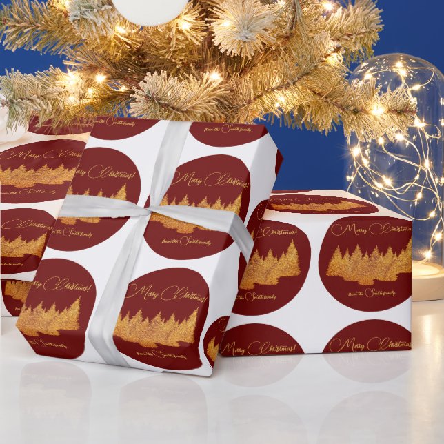 God Jul - minimalistisk - gyllene granar Presentpapper (Helgdagar)
