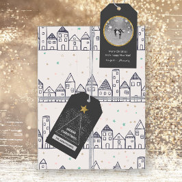 God jul-minimalistisk modern Glitter-stjärna Presentetikett