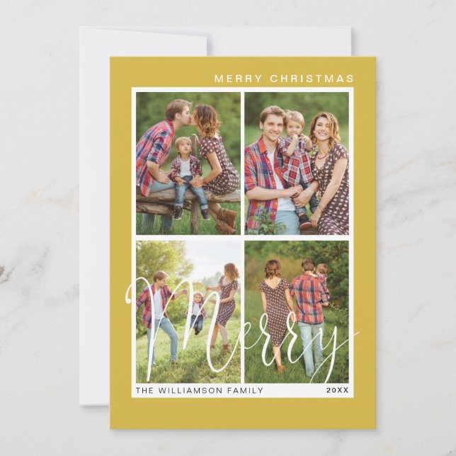 God jul - minimalistiskt foto med fyra kvadratkvad julkort (Framsida)