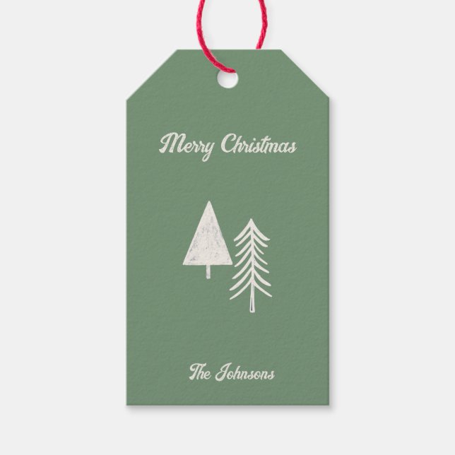 God jul minimalt Julgran Blue Presentetikett (Framsidan)