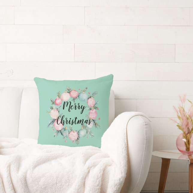 God Jul Mint Rosa Ornament WAN Kudde (Soffa)