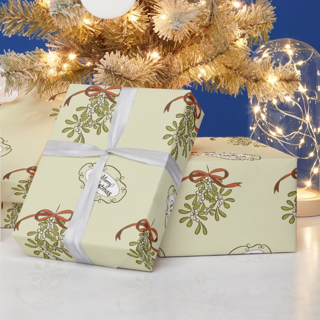 God Jul Misteltoe Kalligrafi Grön Presentpapper (Helgdagar)