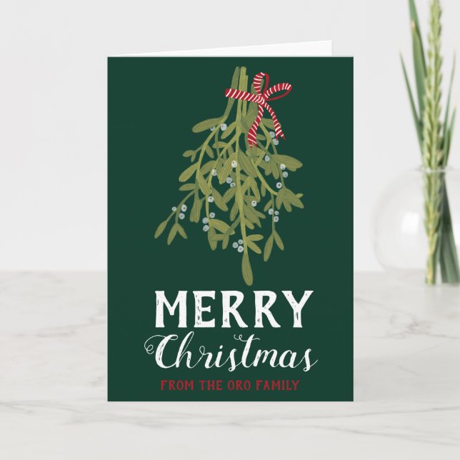 GOD JUL Mistletoe Botanical Handmade Custo Kort (Framsida)