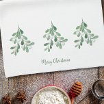 God jul Mistletoe Kökshandduk<br><div class="desc">God jul kökshandduk dekoreras med vattenfärgad mistletoblad och bär. Enkelt anpassade. Använda Verktyg i Design om du vill ändra texten storlekt,  stil eller färg. När vi skapar vår teckning hittar du inte den här bilden från andra designers. Ursprunglig vattenfärg © Michele Davies.</div>