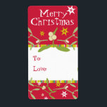 God jul mistletoe märkre röd (till/kärlek) fraktsedel<br><div class="desc">Cute illustrerade julklappsetiketter. Anpassade med ditt eget namn och ditt älskades.Sarah Trett illustrerar och utformar det på ett unikt sätt.</div>