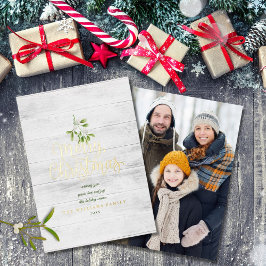God jul Mistletoe Rustic Wood Photo Guld