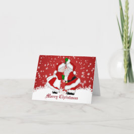 God jul Mistletoe Santa Card Helgkort