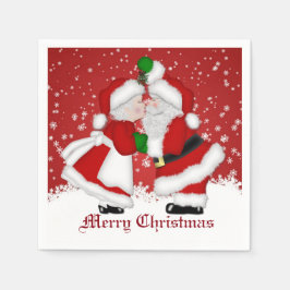 God jul Mistletoe Santa Napkins Pappersservett