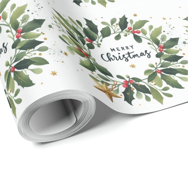 God jul Mistletofrand Presentpapper (Rullad Hörn)
