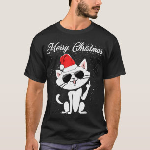 god jul Mitten Finger Rude Julafton Cat Ugly T Shirt