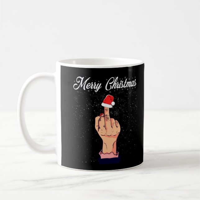 god jul Mitten Finger Rude Julafton Ugly Kaffemugg (Vänster)