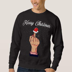 god jul Mitten Finger Rude Julafton Ugly Lång Ärmad Tröja