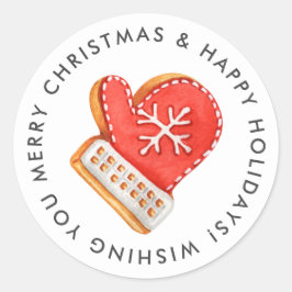 God jul Mitten Sugar Cookie Anpassningsbar Runt Klistermärke