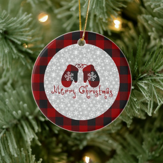 God jul mittens Ceramic Ornament (Träd)