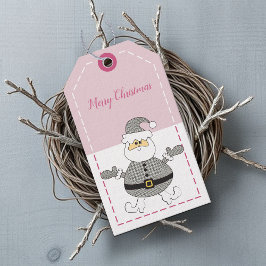 God Jul Mode Rutigt Mönster Tomte Presentetikett