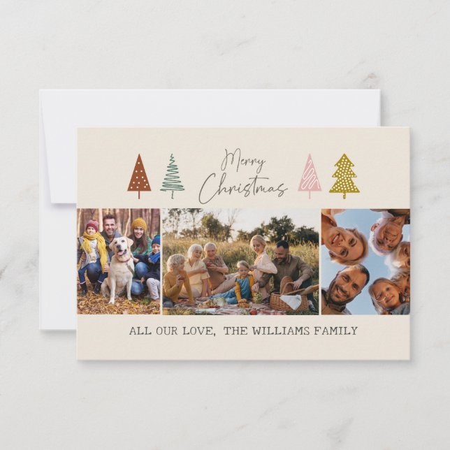 God jul Modern 3 PhotoCollage Helgdag Card (Framsida)