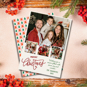 God jul modern 4-familjens foto söt enkelt julkort