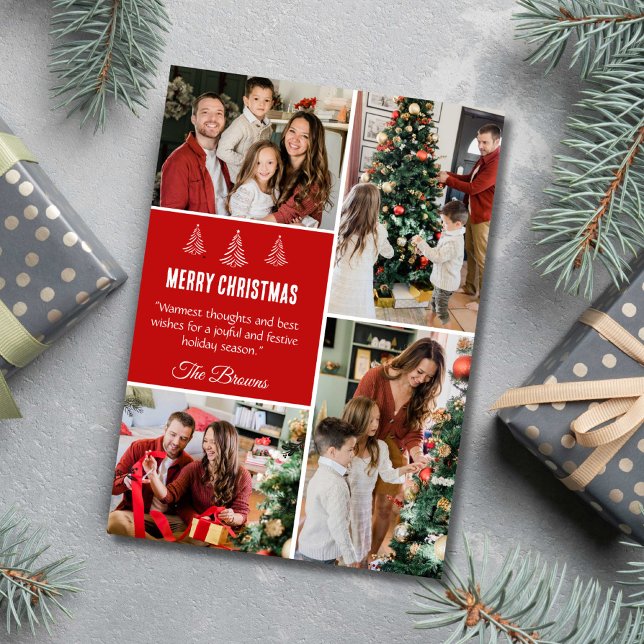 God jul modern 4-familjens foto söt enkelt julkort (Skapare uppladdad)